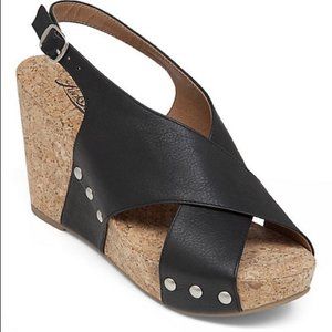 Lucky Brand Black Minari Wedge Leather Cor…